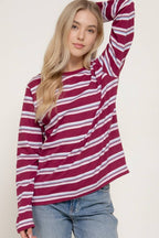 Oversized Long Sleeve Y/D Multi Striped Knit Top