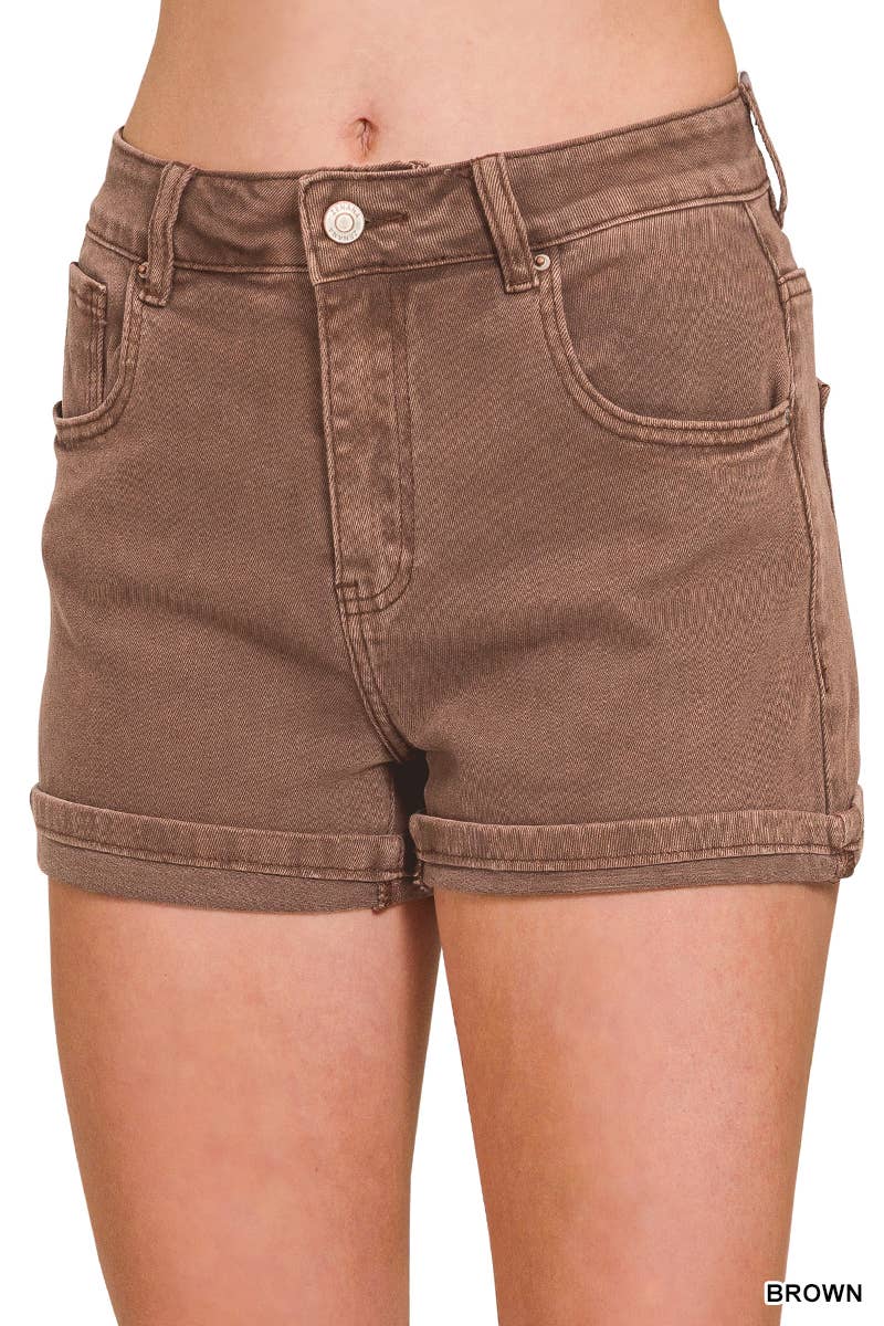 5 Pockets Cuffed Shorts - Zenana
