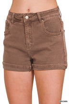 5 Pockets Cuffed Shorts - Zenana
