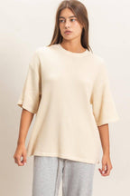 Mineral Wash Waffle Crew Neck Short Sleeve Top
