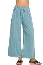 French Terry Wide Leg Pigment Dye & Enzyme Wash Pants