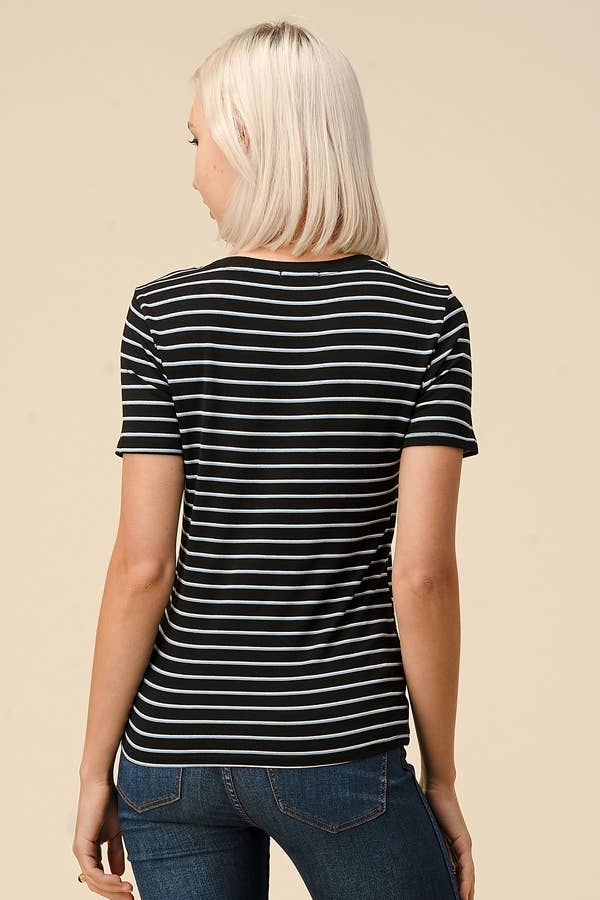 AY34568S4 - SHORT SLEEVE MULTI COLOR STRIPE TOP