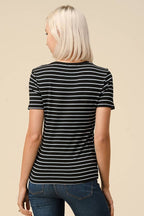 AY34568S4 - SHORT SLEEVE MULTI COLOR STRIPE TOP