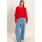 Ribbed Drop Shoulder Sweater