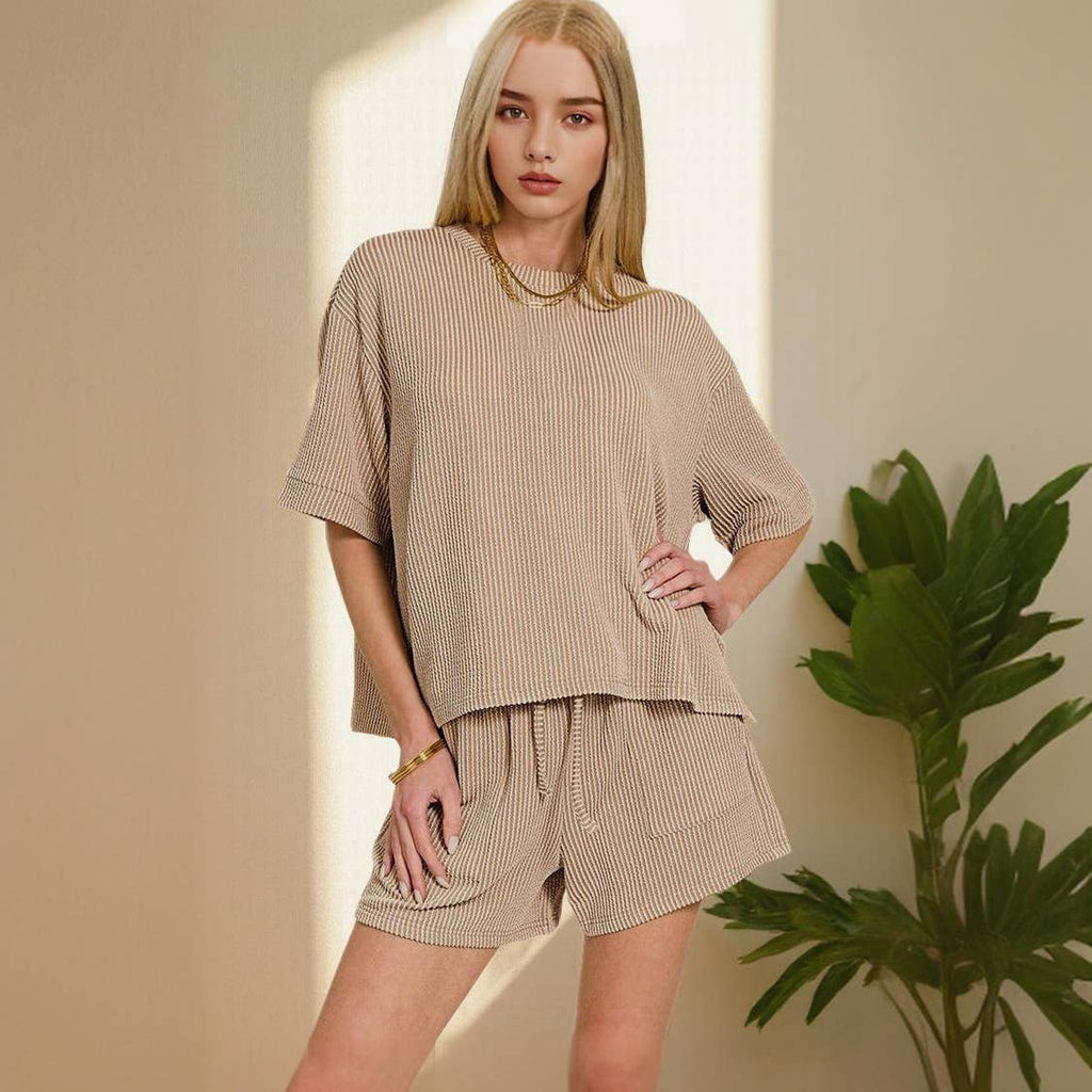 Rib Tee & Shorts 2pc Set