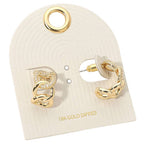 18K Gold Dipped Stone Pave Interlocking Hoop Earrings