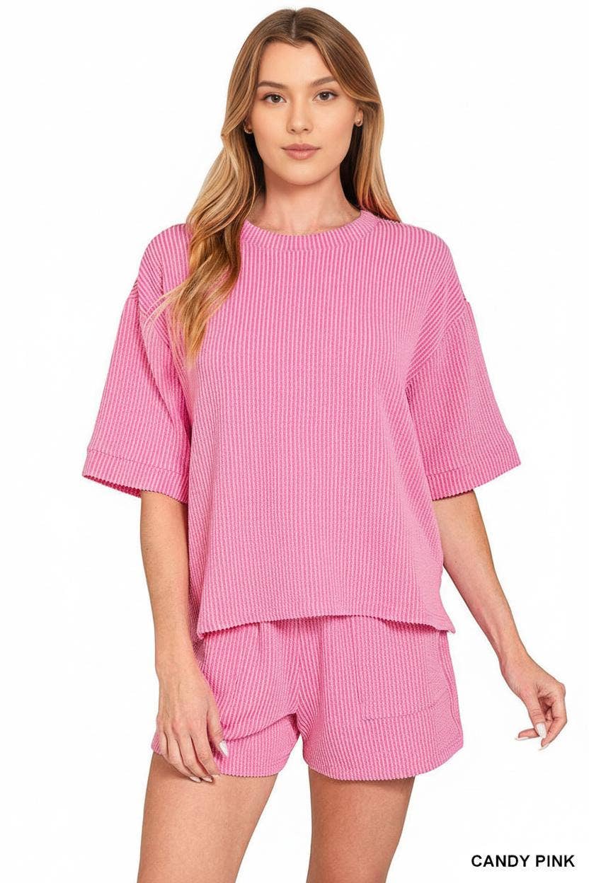 Rib Tee & Shorts 2pc Set