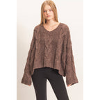 Cable Knit V-Neck Sweater