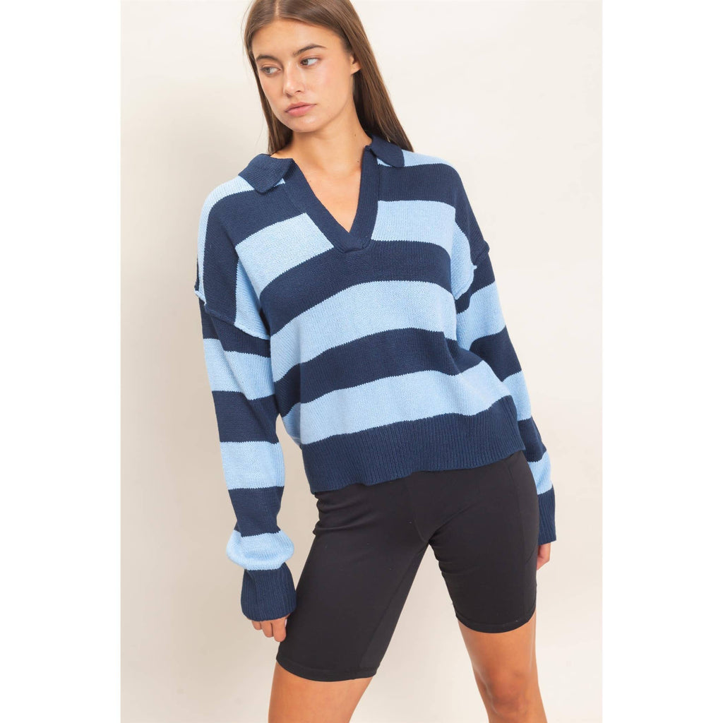Rugby Stripe Polo Sweater