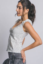 0226 Polka Dot Ruffle-Sleeve Top SI-29543