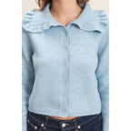 Ruffled Collar Knit Cardigan