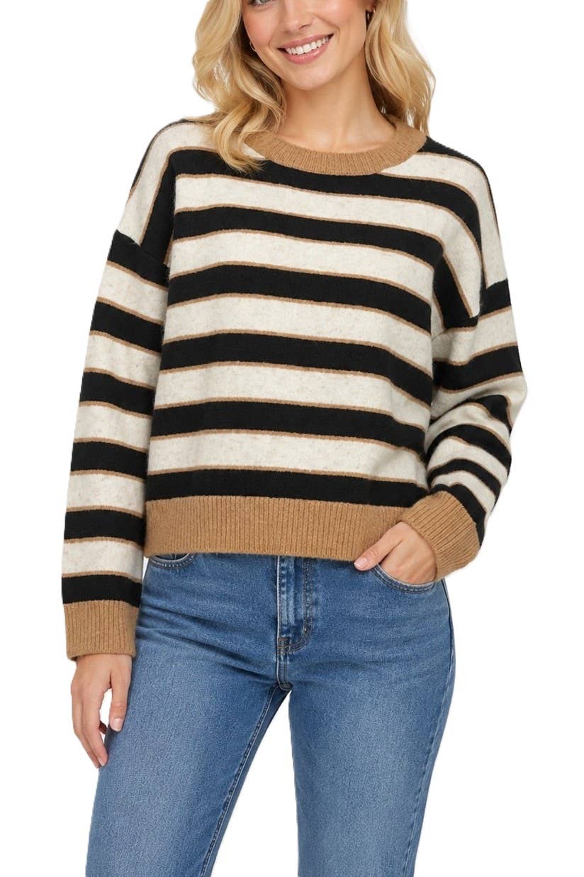 Striped Pullover With Contrast Hems