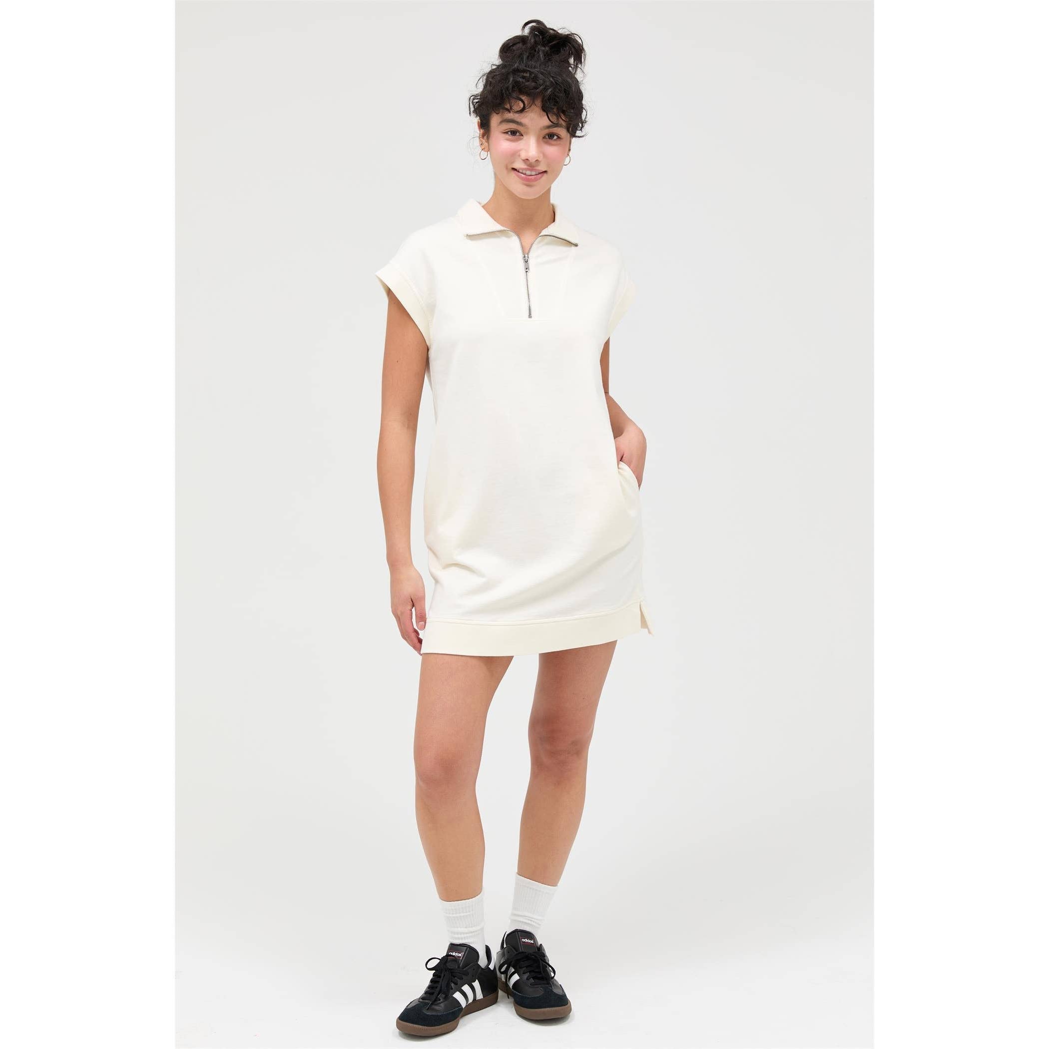 Half Zip Up Mock Neck Mini Dress