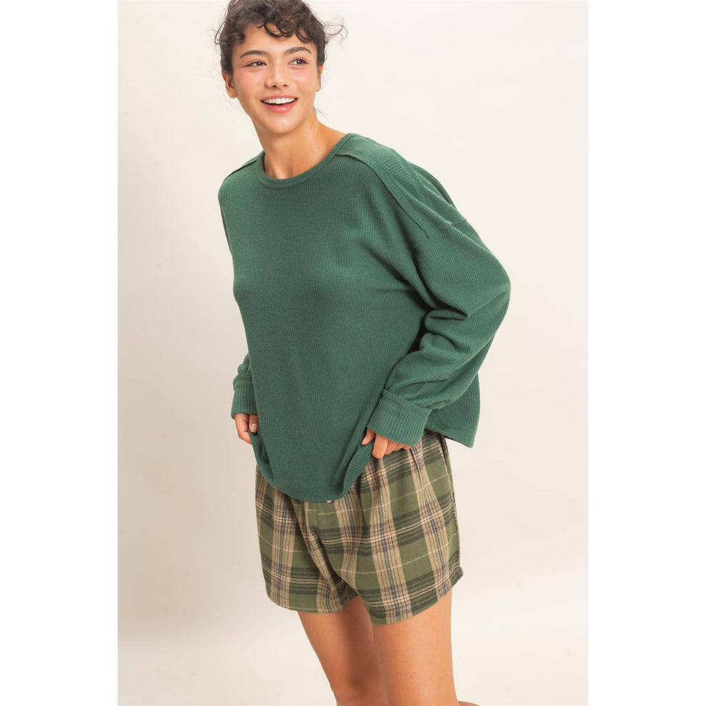 Raw Edge Waffle Sweatshirt