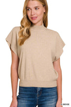 Mock Neck Short Dolman Sleeve Sweater