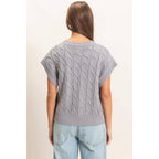 Cable Knit Cap Sleeve Sweater