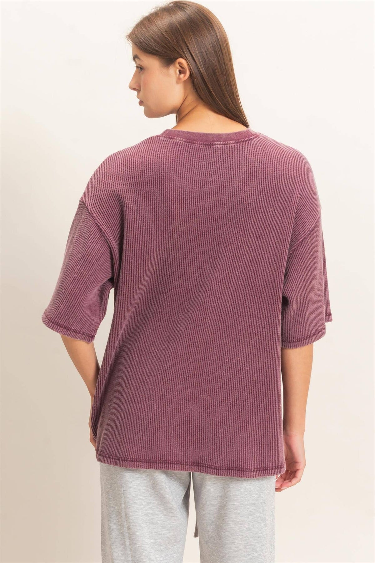 Mineral Wash Waffle Crew Neck Short Sleeve Top