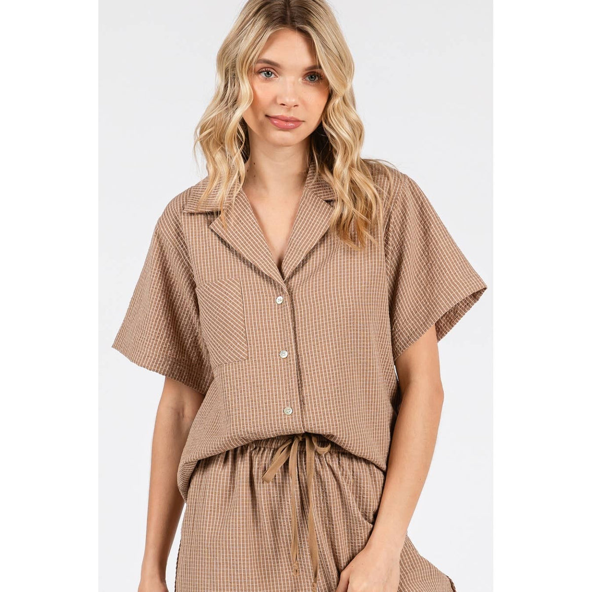 MINI CHECKERED PRINT BUTTONED SHIRT AND PANTS SET