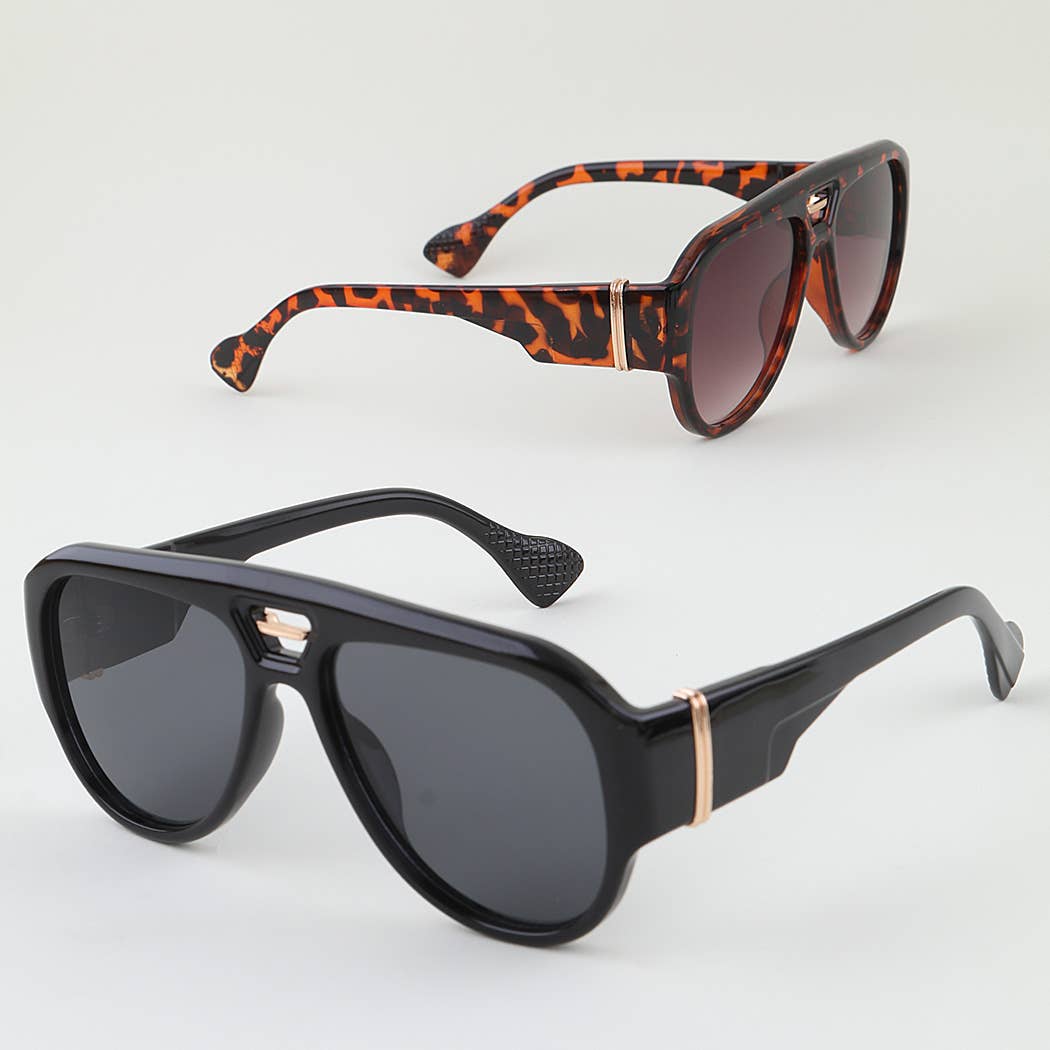 Leopard Straight Aviator Sunglasses