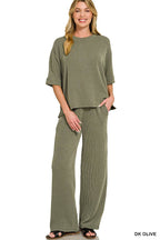 Raised Rib Short Sleeve Tee And Pants Set