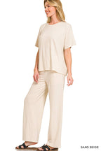 Soft Melange Short Sleeve Tee & Long Pants Set - Zenana