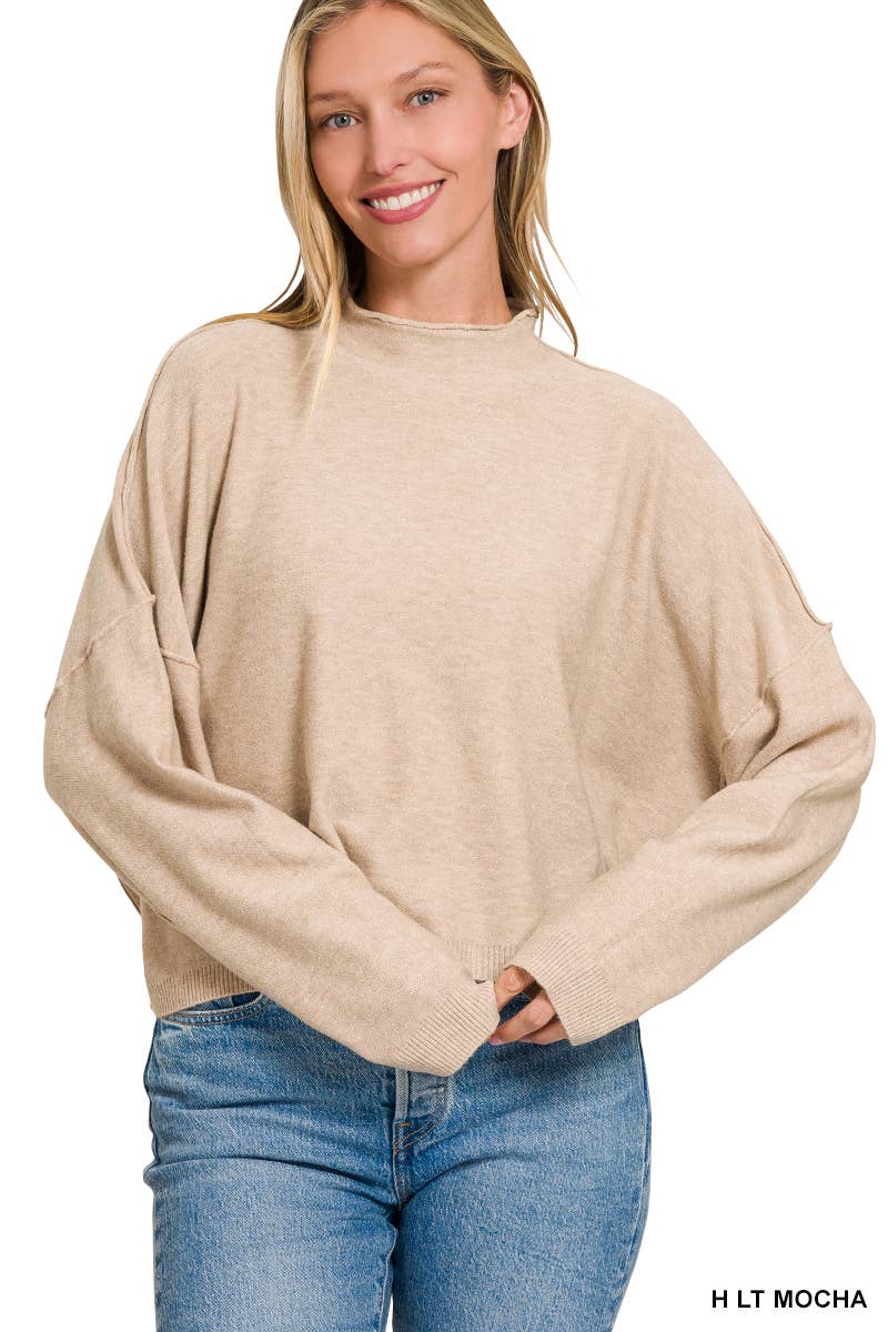 Mock Neck Fall Crop Sweater
