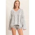 Cable Knit V-Neck Sweater
