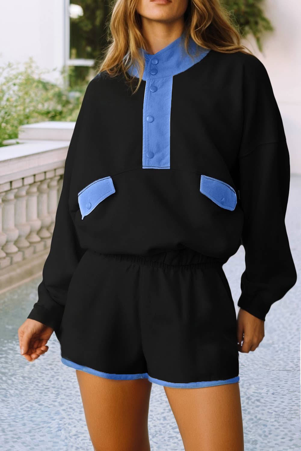 Colorblock Pullover + Shorts Set