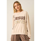 JESUS SAVES PATCHWORK CREW NECK SWEATSHIRT