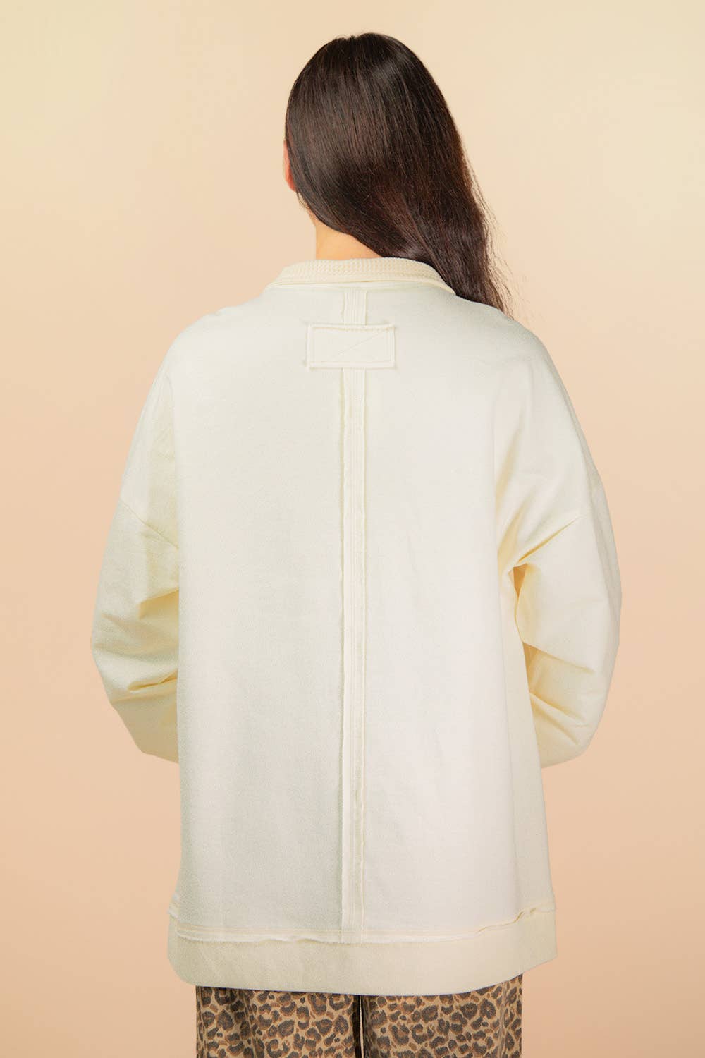 NT12225-Mock Neck Mineral Washed Knit Causal Top