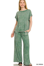 Ribbed Acid Wash Rayon Top & Pants