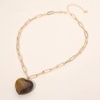 Resin Puffy Heart Pendant Paperclip Chain Necklace