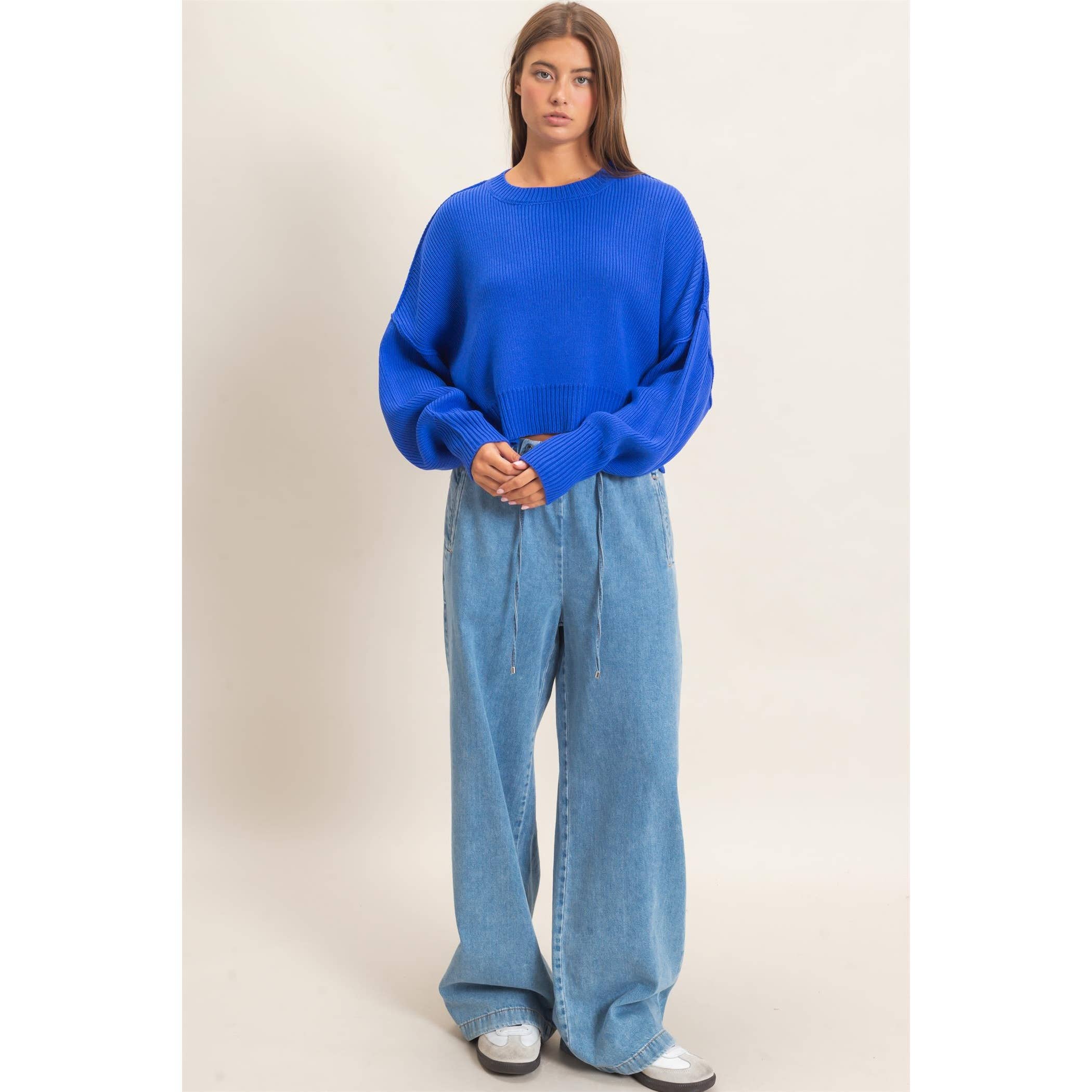 Ribbed Drop Shoulder Sweater
