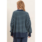 Striped Mock Neck Sweatshirt
