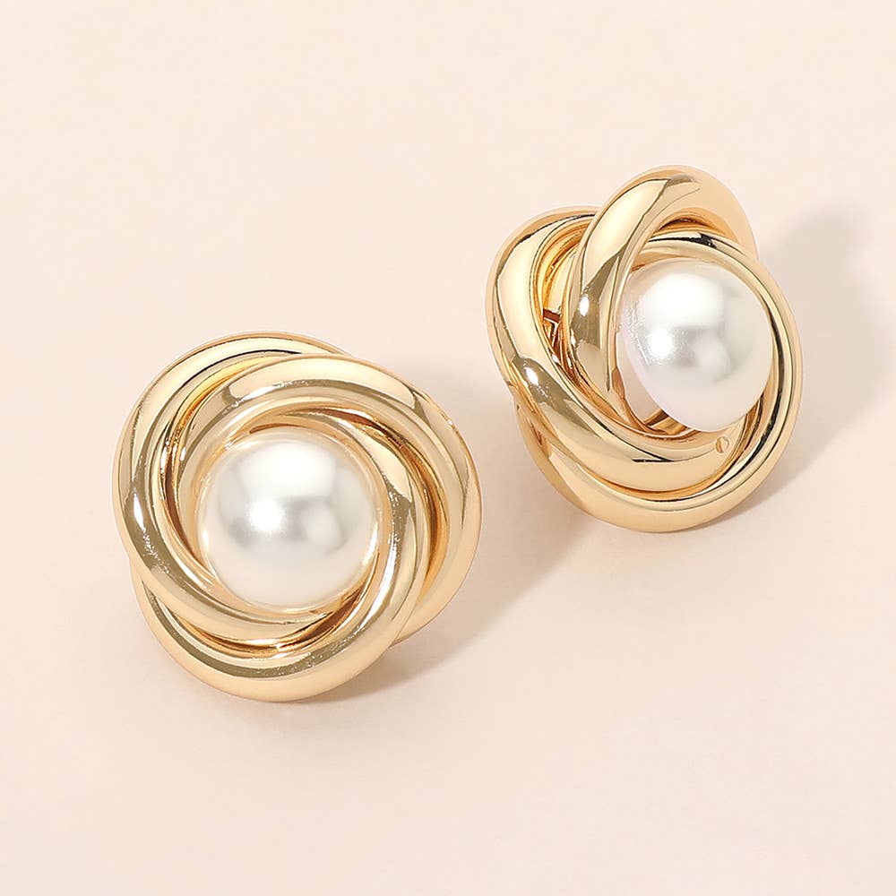 Pearl Knot Stud Earrings