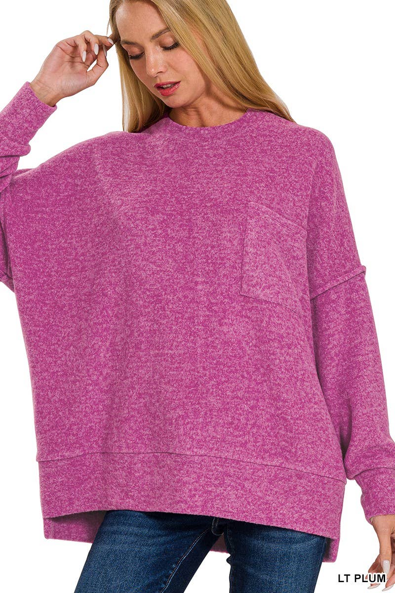 Brushed Melange Drop Shoulder Oversized Sweater