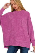 Brushed Melange Drop Shoulder Oversized Sweater