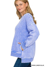 Acid Wash Fleece Hi-low Hem Pullover