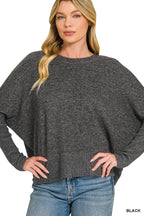 Brushed Melange Hacci Dolman Sleeve Sweater