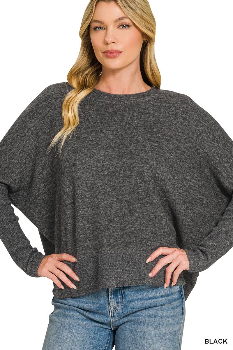 Brushed Melange Hacci Dolman Sleeve Sweater