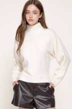 Long Slv High Neck Sweater Top