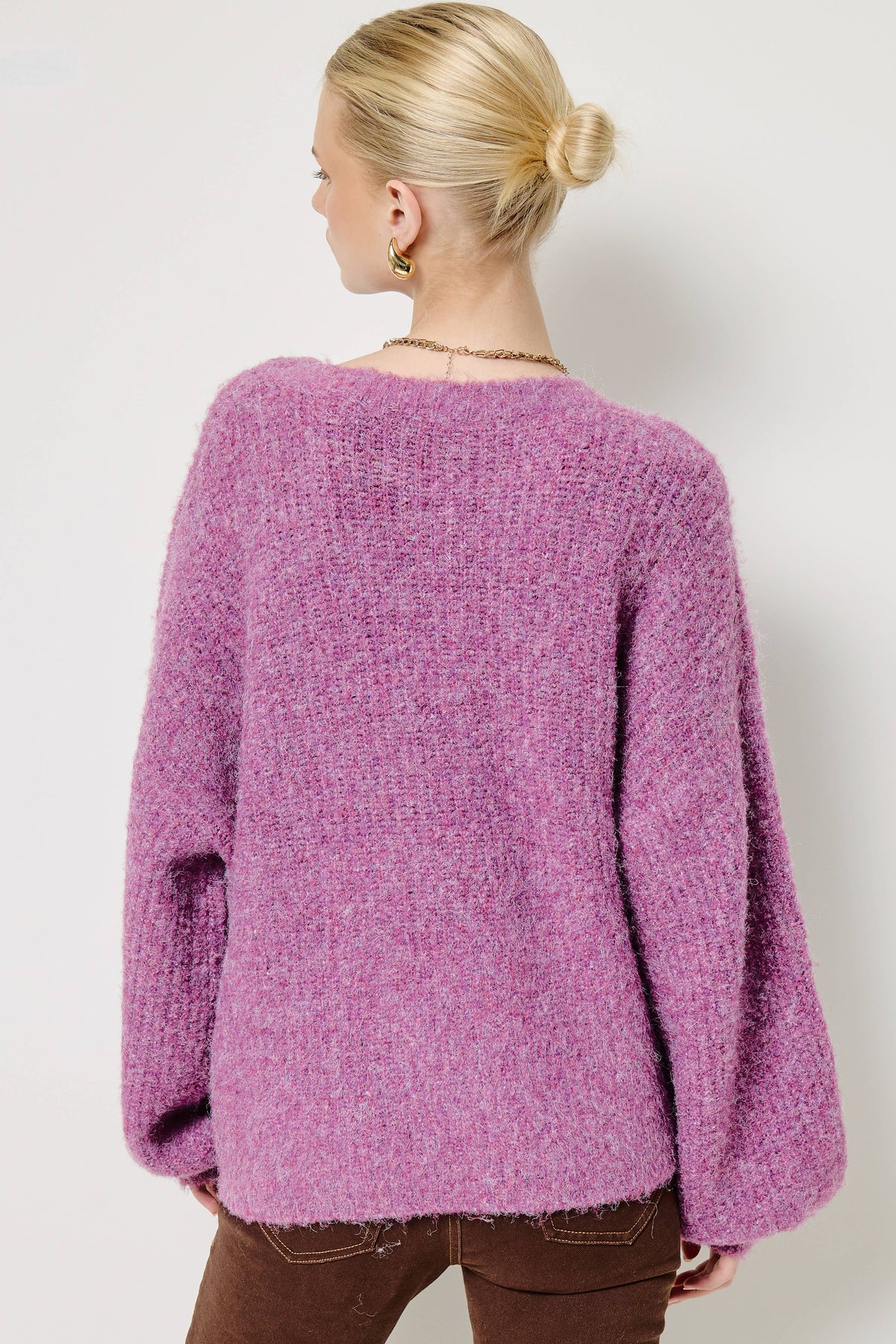 Balloon Sleeve Knit Cardigan