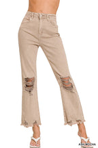 `Acid Wash High Waist Distressed Straight Leg Pants