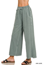 French Terry Wide Leg Pigment Dye & Enzyme Wash Pants