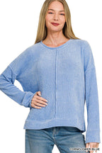 Chenille Waffle Center Seam Sweater Zenana