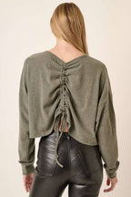 H14455-BRUSHED HACCI OVERSIZE RUCHED BACK TOP