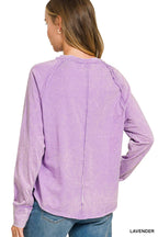 Washed Scoop Neck Long Sleeve Top Zenana