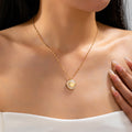 Gold Seashell MOP Medallion Necklace | 80N93074