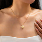 Gold Seashell MOP Medallion Necklace | 80N93074