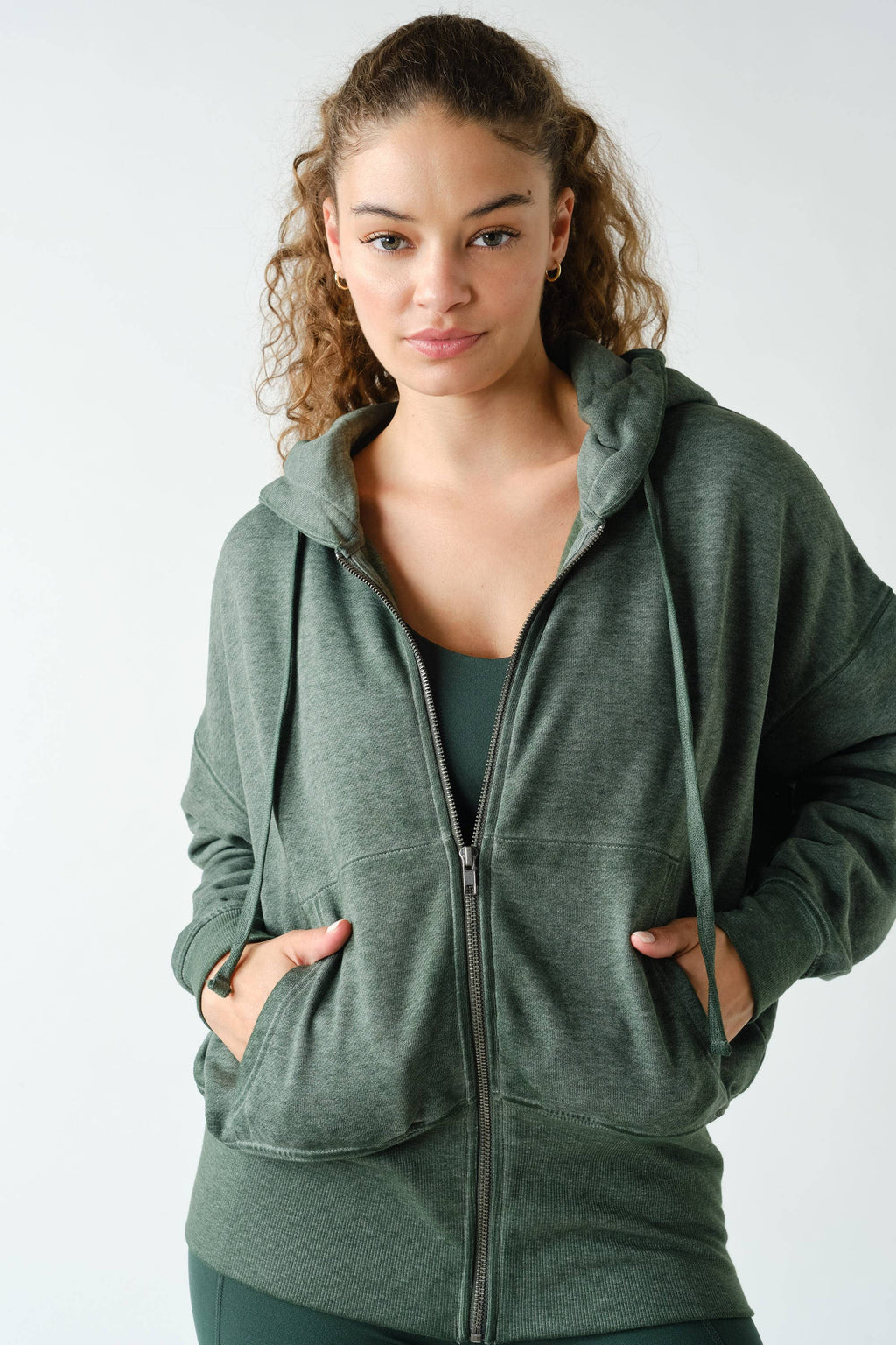 Fleece Hoodie Jacket with Tapered Sleeves